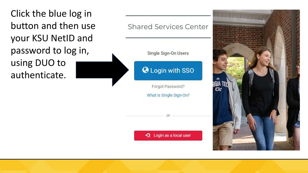 click the blue log in button and then use your