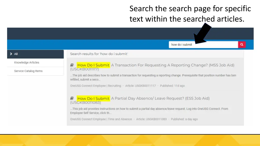 search the search page for specific text within
