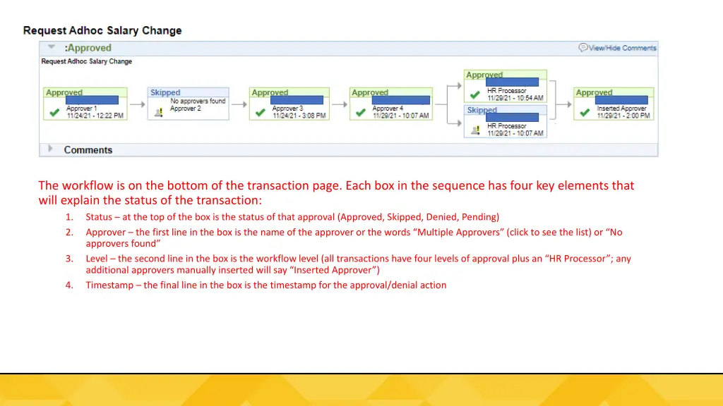 the workflow is on the bottom of the transaction