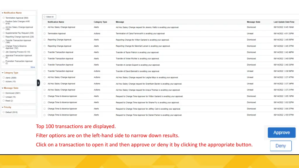 top 100 transactions are displayed
