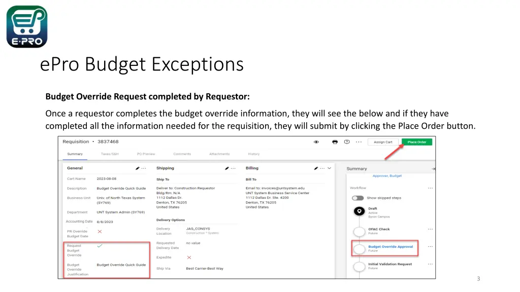epro budget exceptions 1