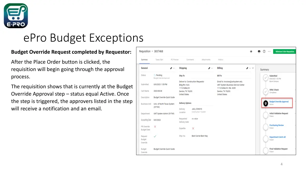 epro budget exceptions 2