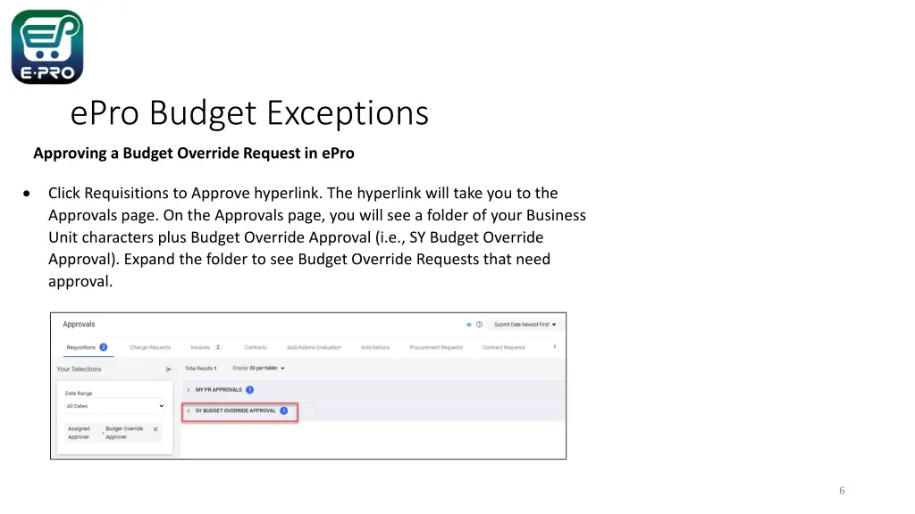 epro budget exceptions 4