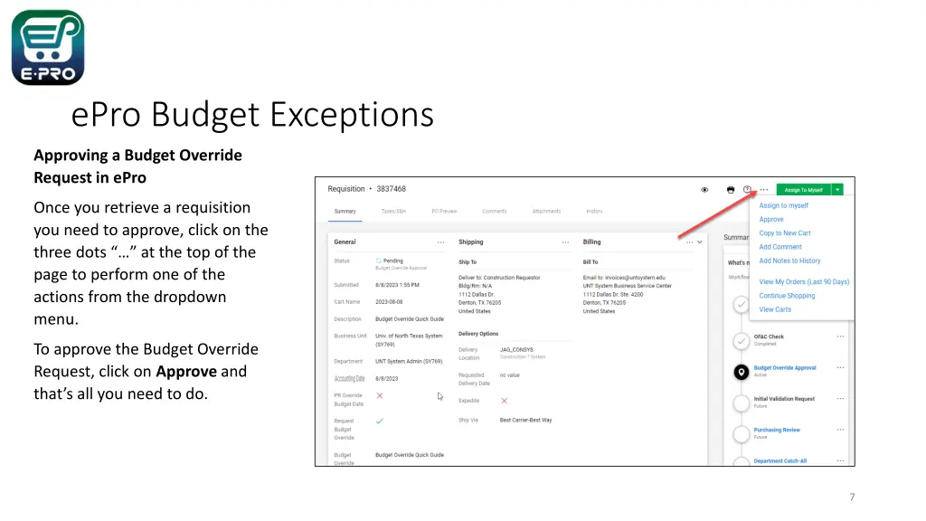 epro budget exceptions 5