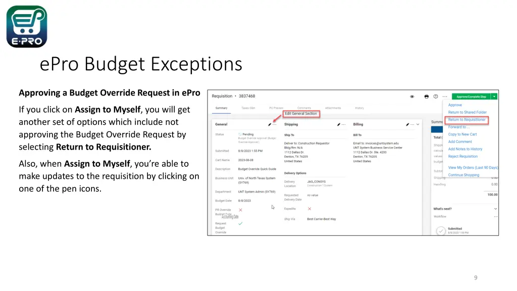 epro budget exceptions 7