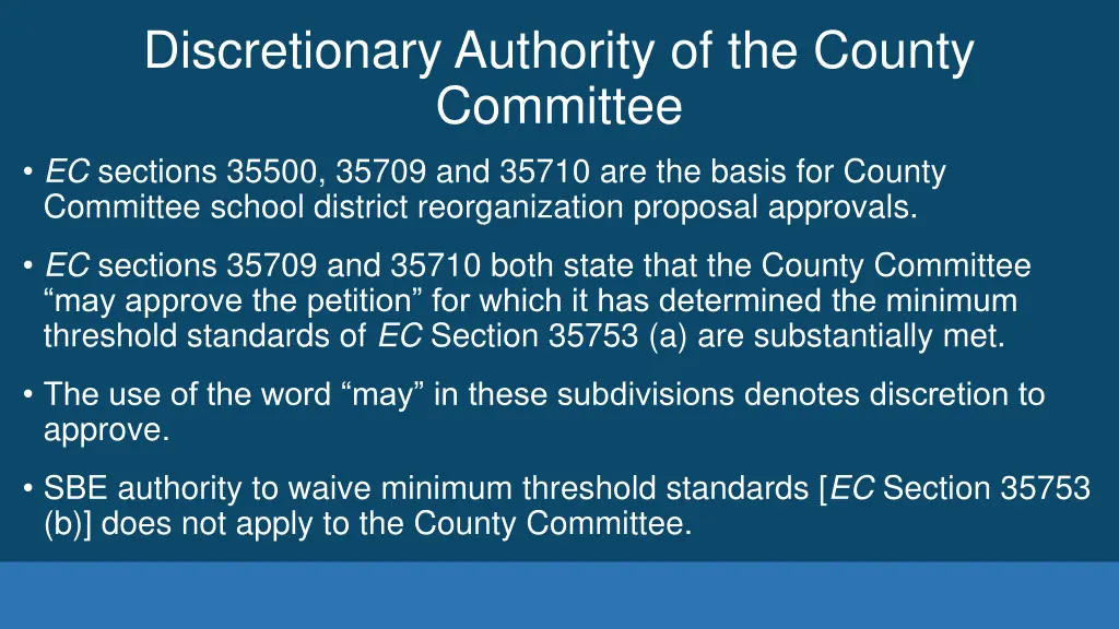 discretionary authority of the county committee 1