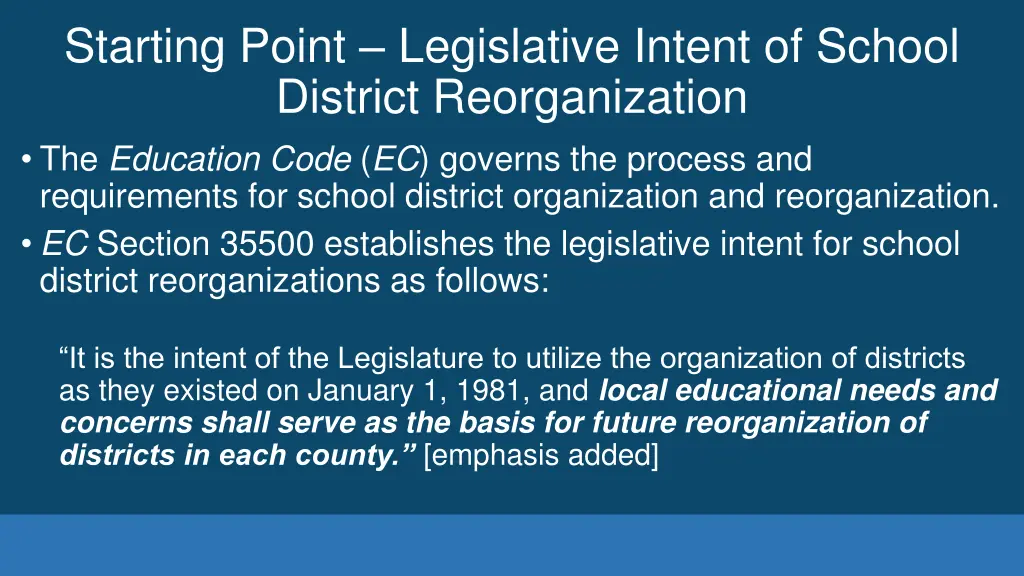 starting point legislative intent of school