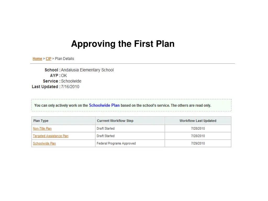 approving the first plan 1