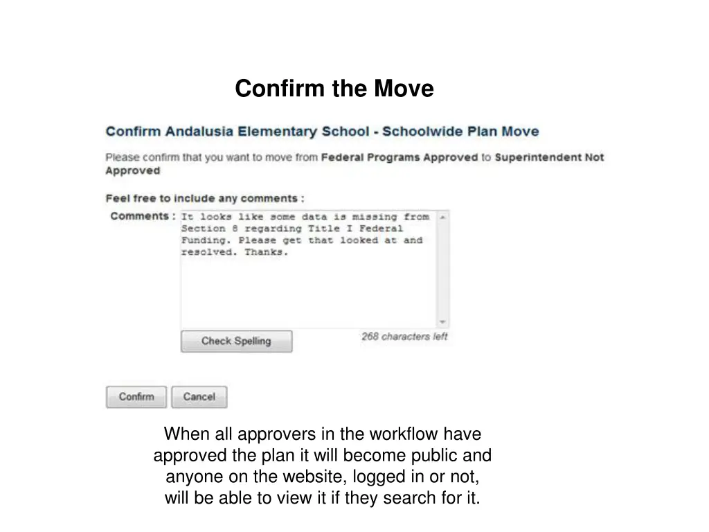 confirm the move
