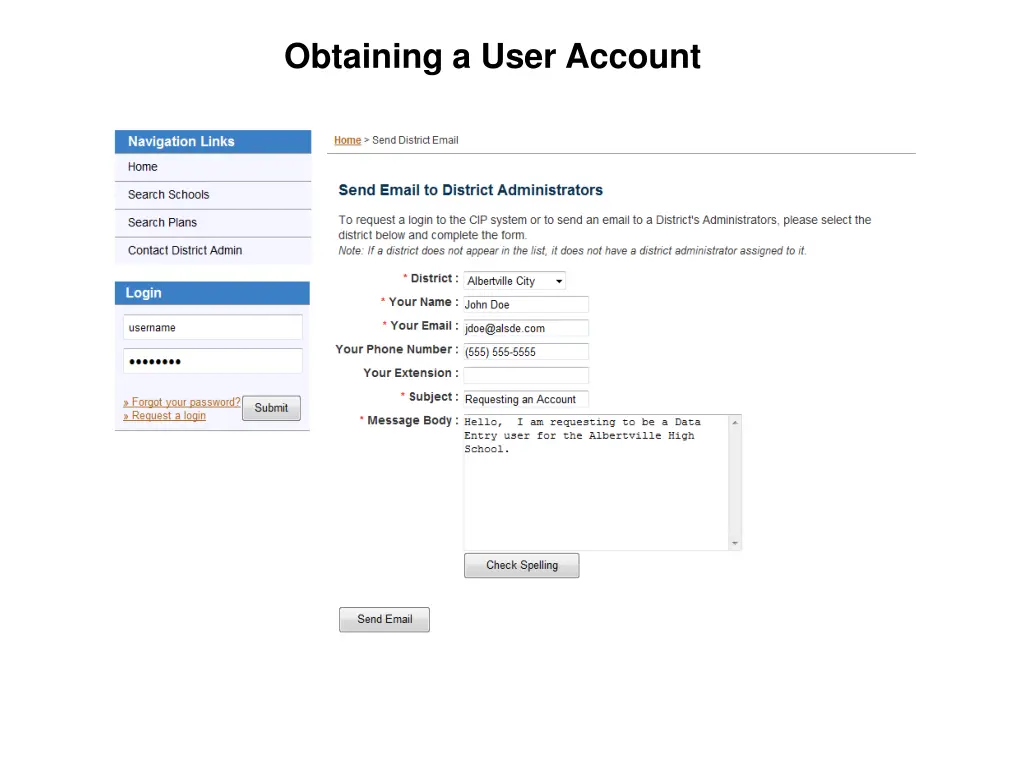 obtaining a user account 1