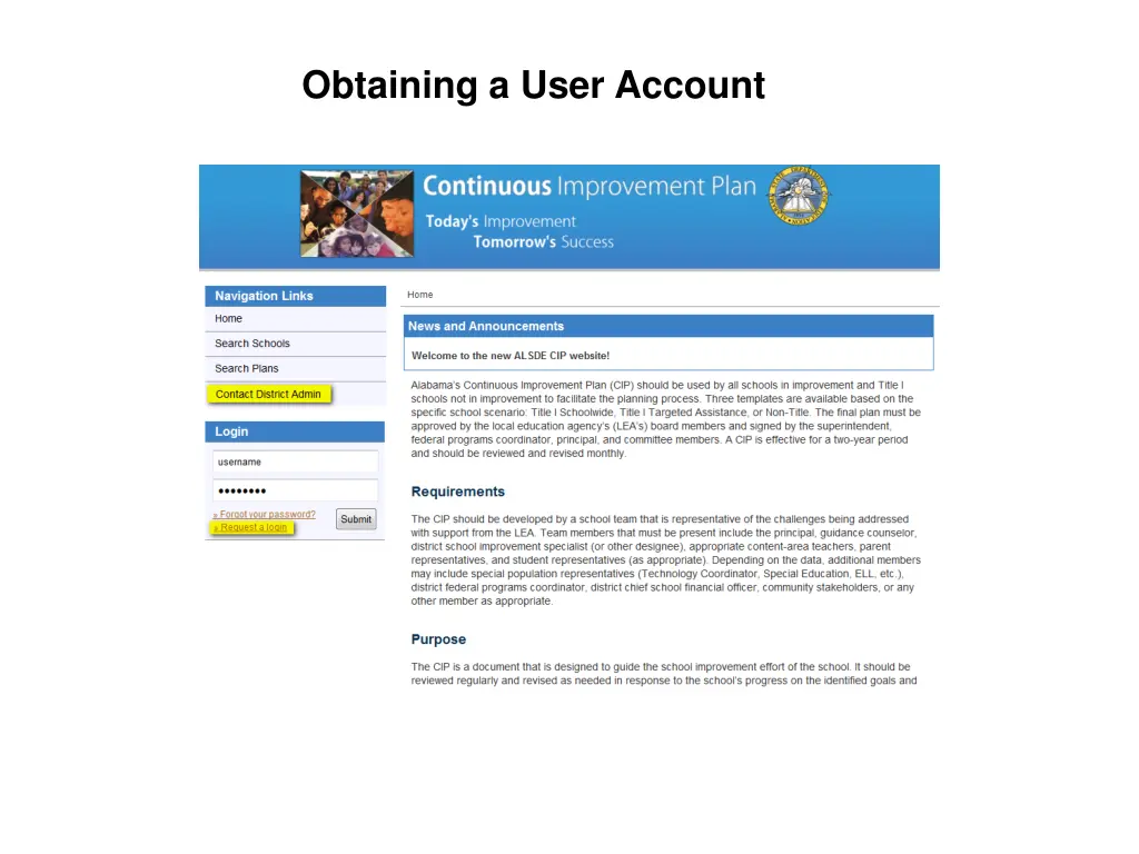 obtaining a user account