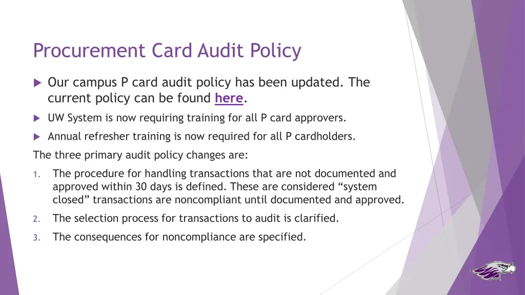procurement card audit policy
