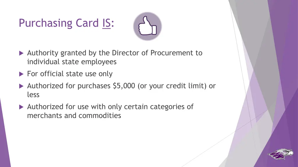 purchasing card is