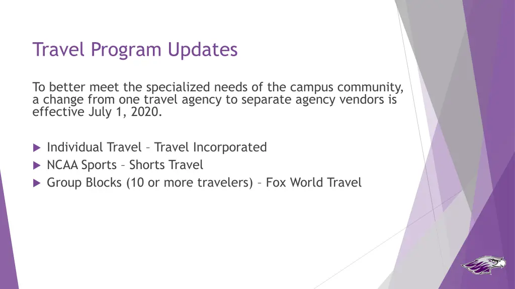 travel program updates