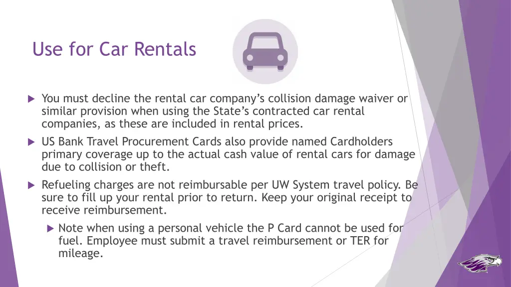 use for car rentals