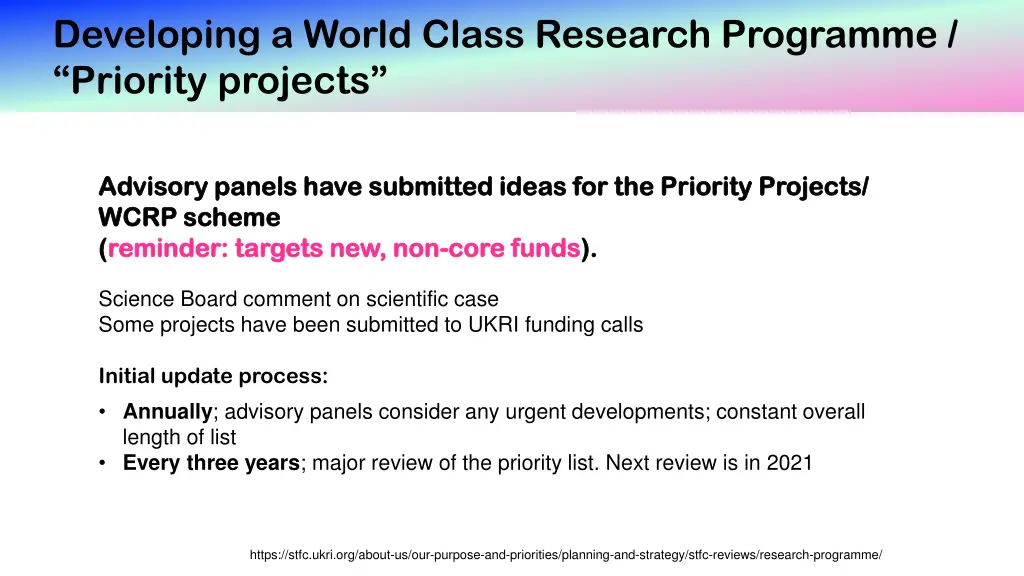 developing a world class research programme