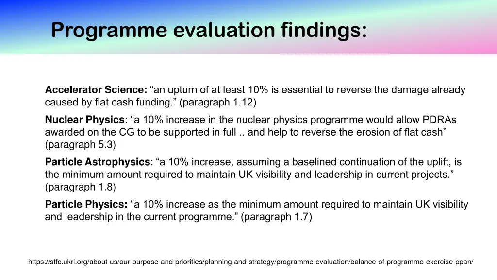 programme evaluation findings 1