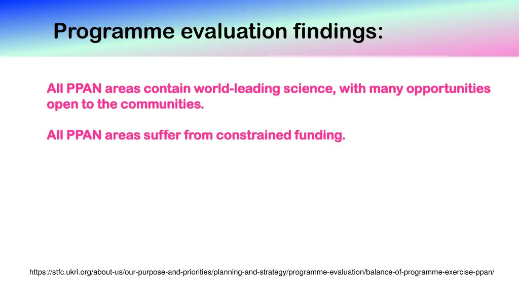 programme evaluation findings