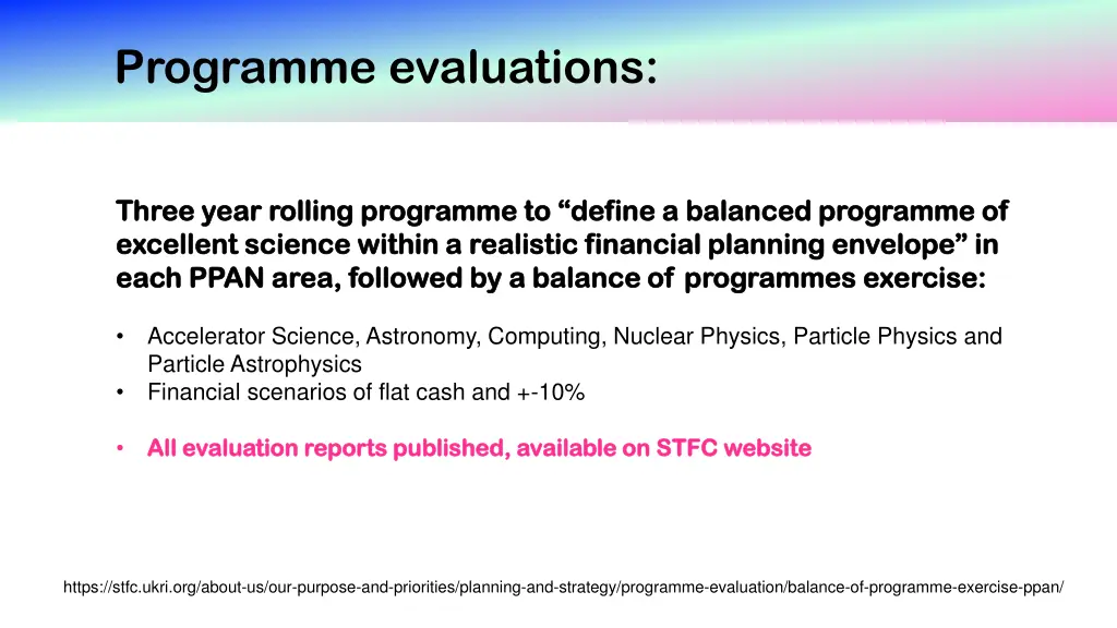 programme evaluations