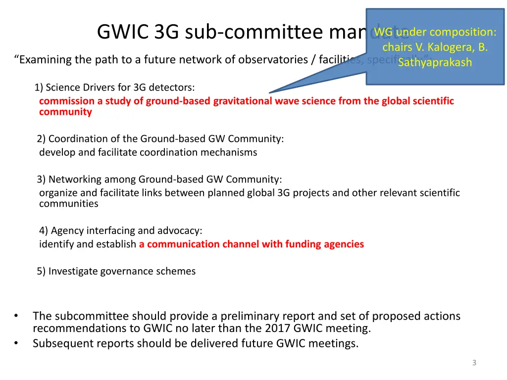 gwic 3g sub committee mandate