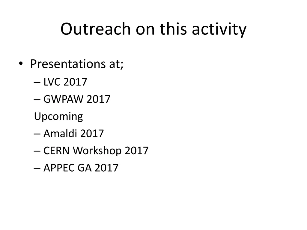 outreach on this activity