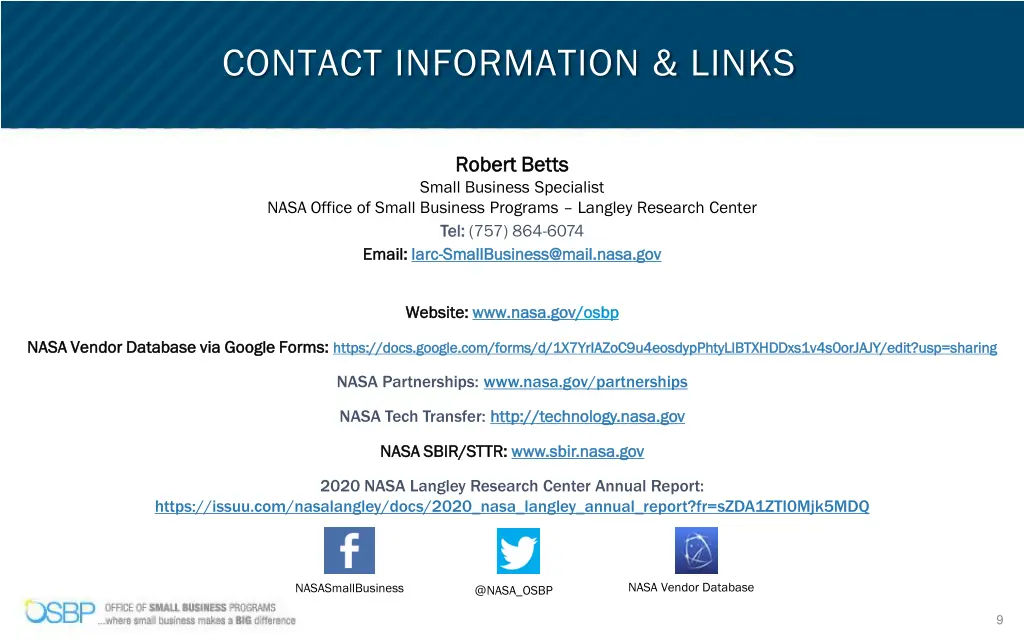contact information links