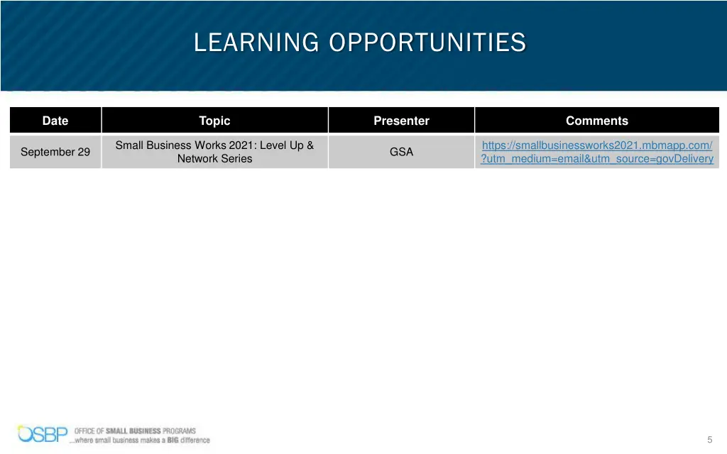 learning opportunities