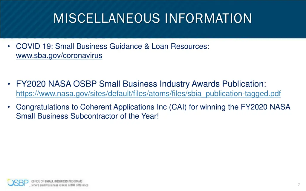miscellaneous information