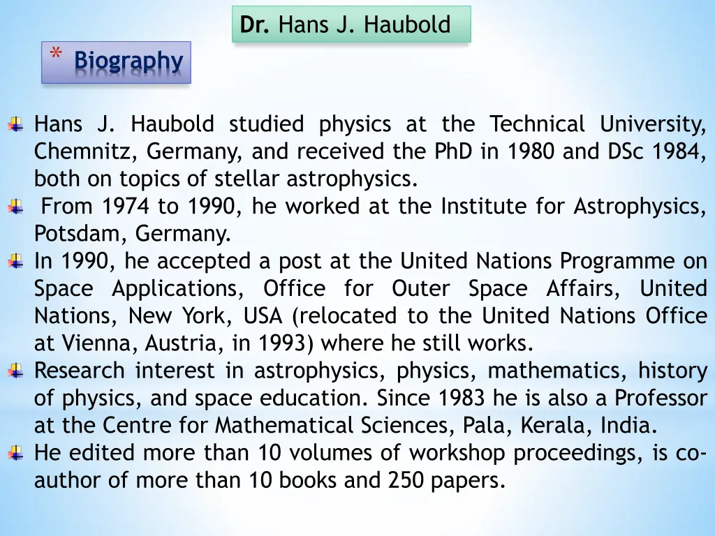 dr hans j haubold