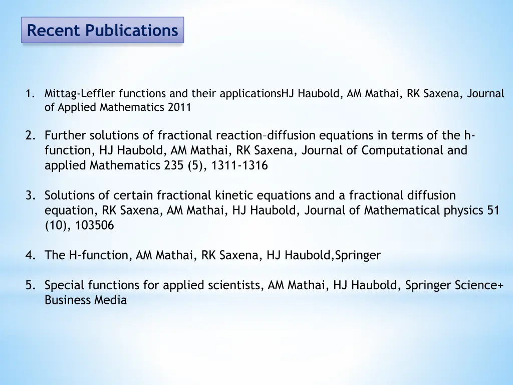 recent publications