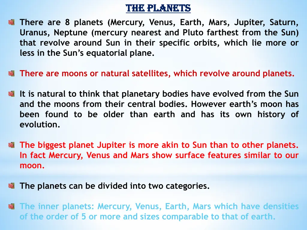 the planets the planets