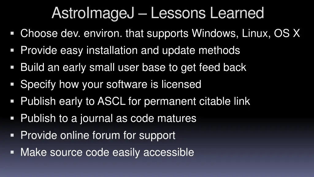 astroimagej lessons learned choose dev environ