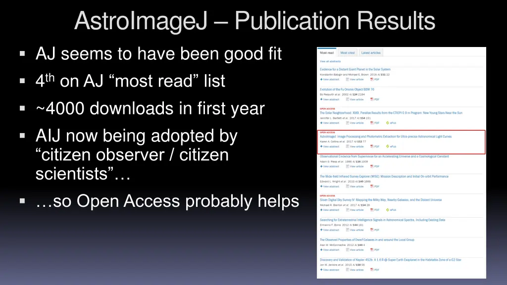 astroimagej publication results aj seems to have