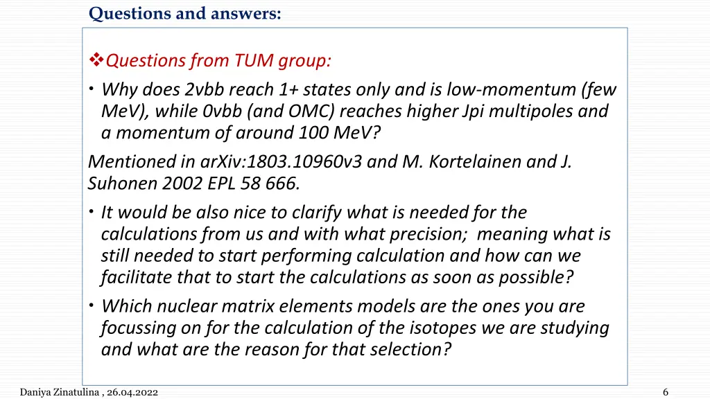 questions and answers