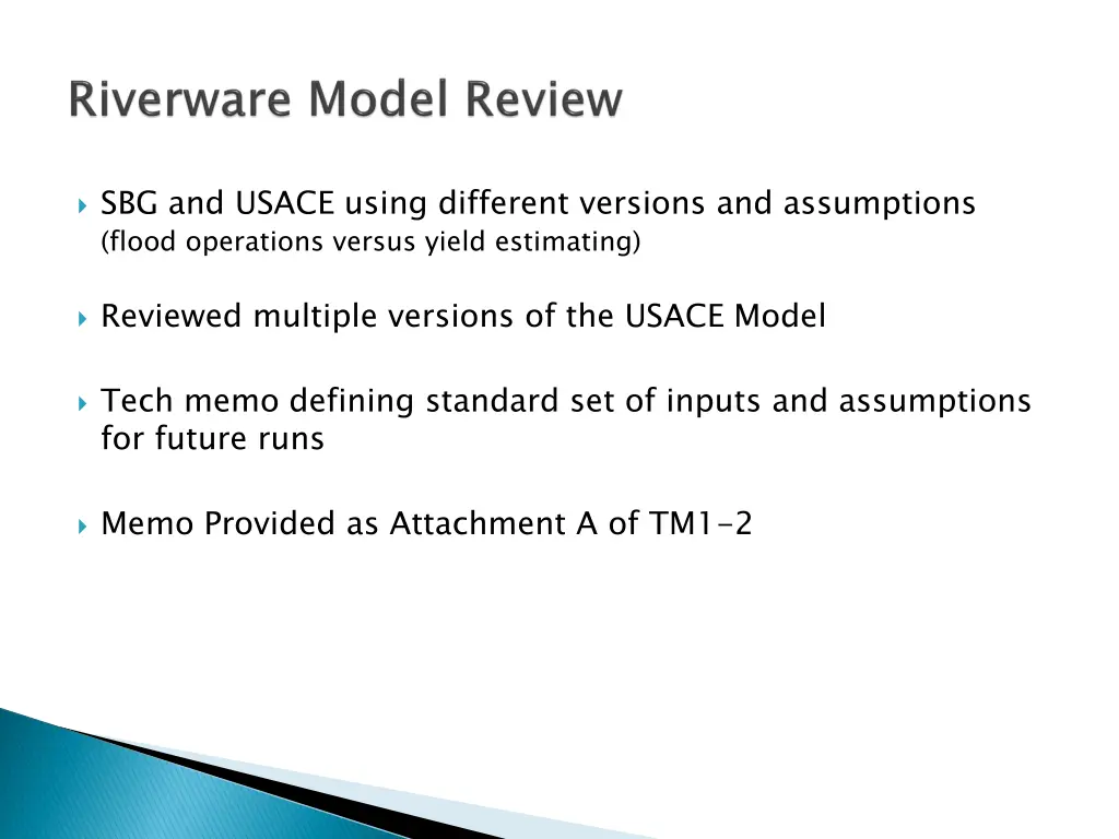 sbg and usace using different versions