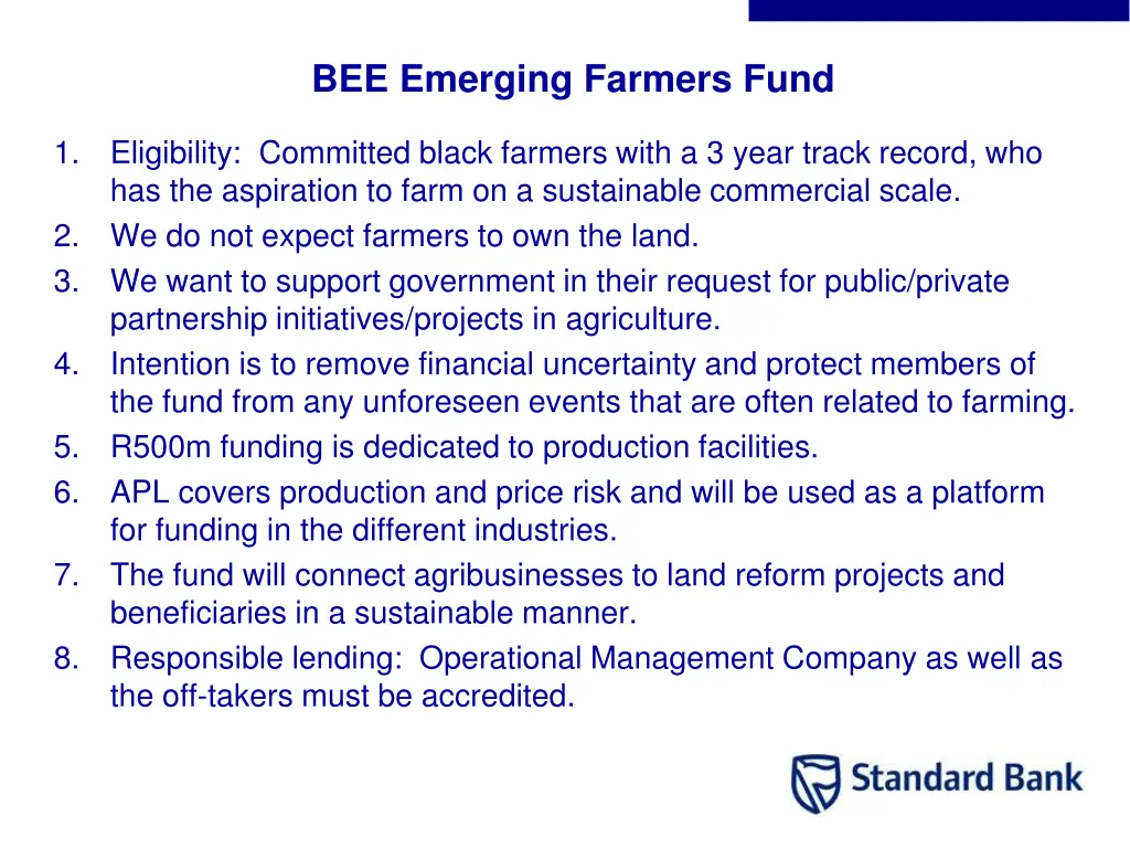 bee emerging farmers fund 1