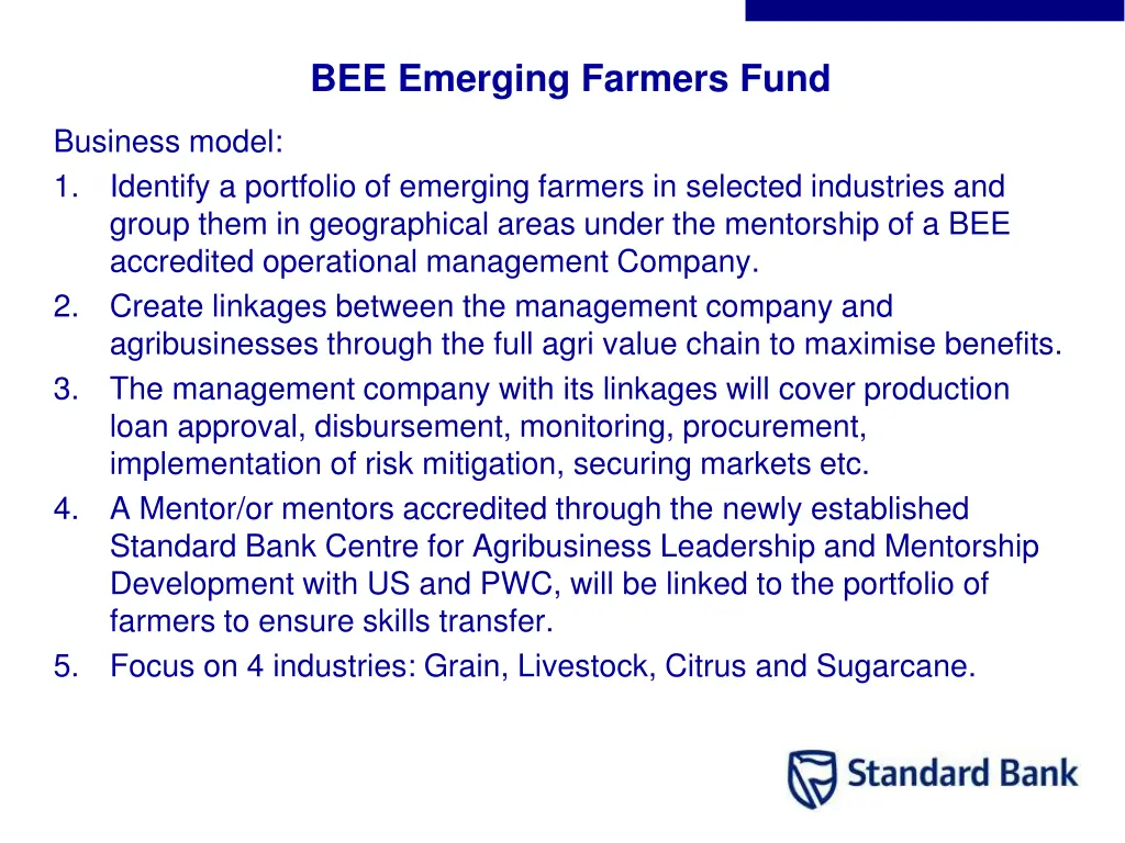 bee emerging farmers fund