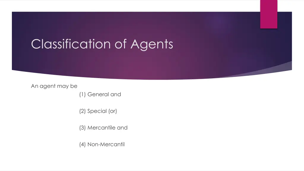 classification of agents