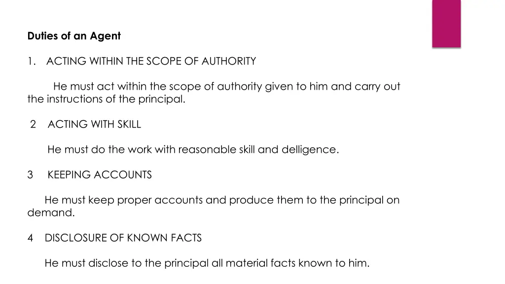 duties of an agent