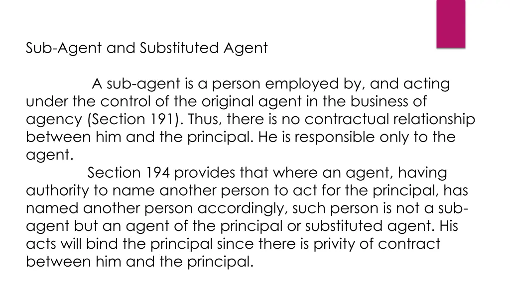 sub agent and substituted agent