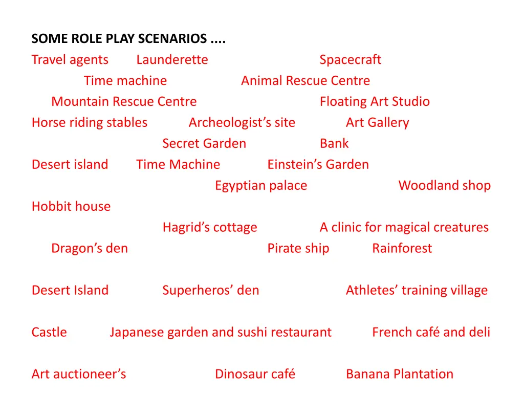 some role play scenarios travel agents time