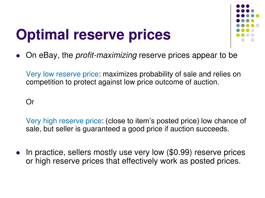 optimal reserve prices