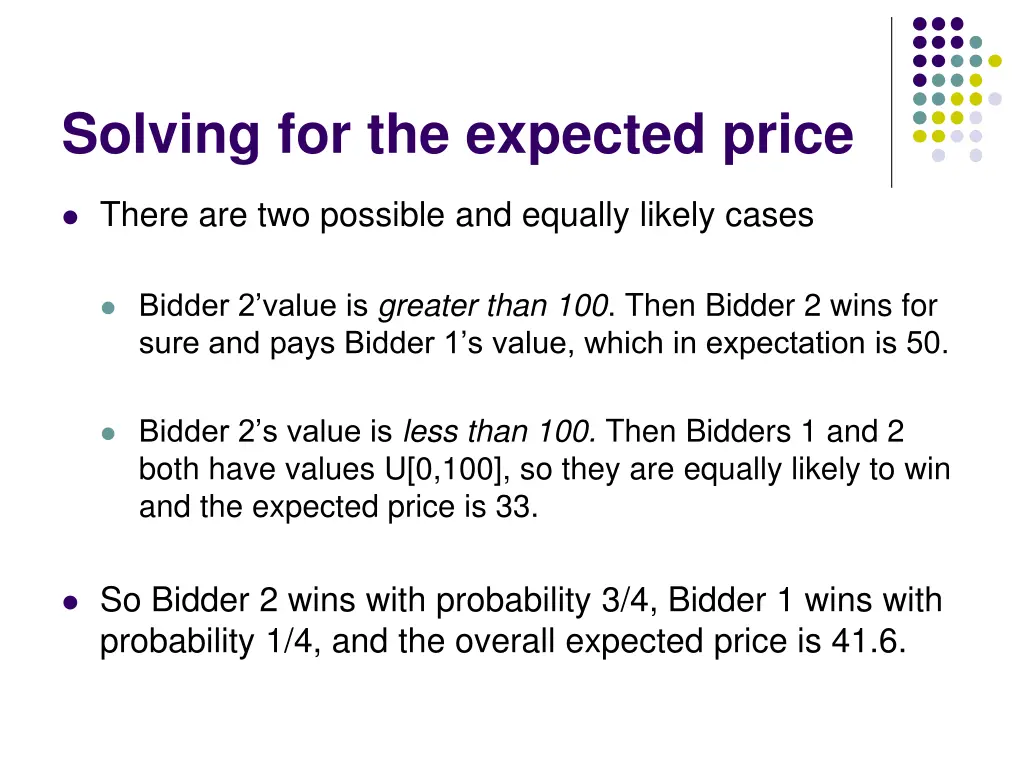solving for the expected price
