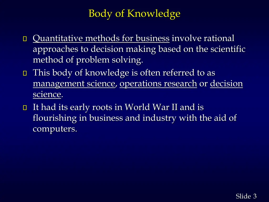 body of knowledge