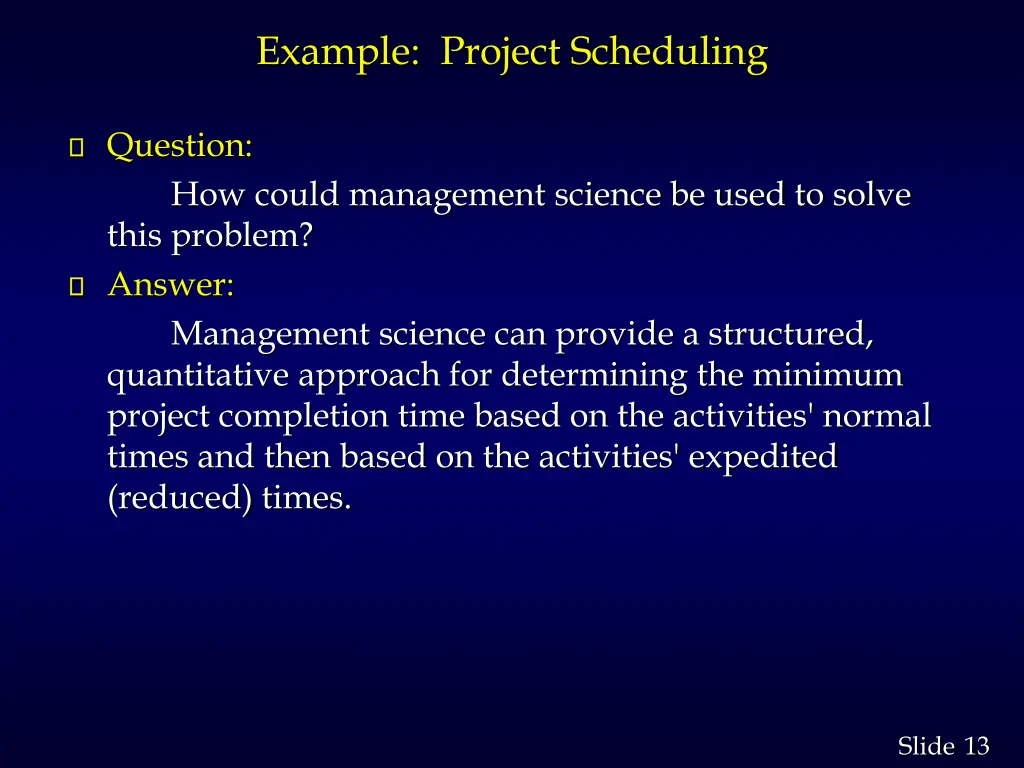 example project scheduling 1