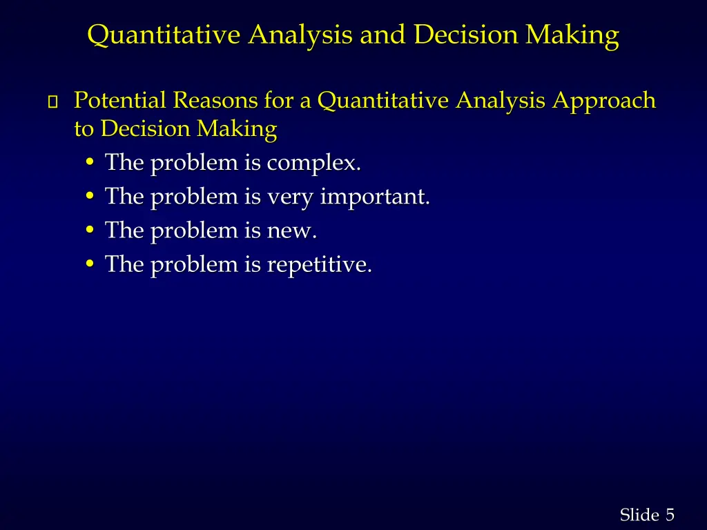 quantitative analysis and decision making