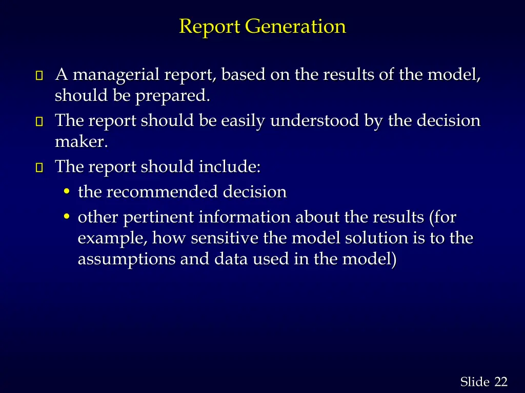 report generation