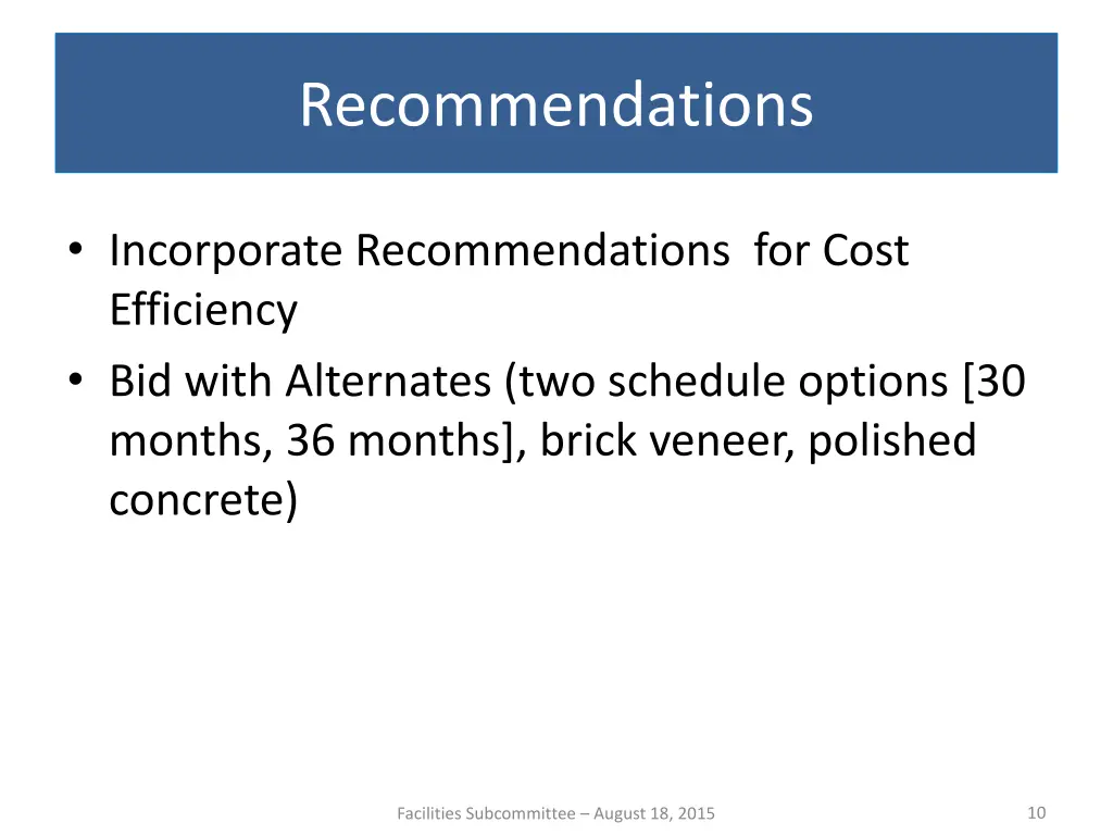 recommendations