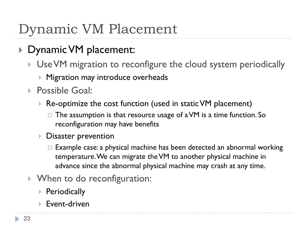 dynamic vm placement
