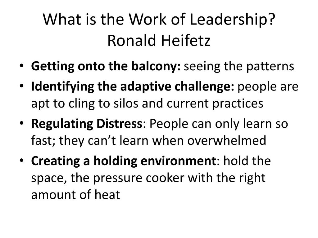what is the work of leadership ronald heifetz